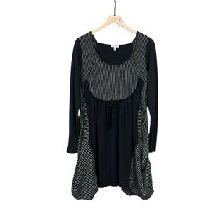 Linea Domani Dress Women’s Size Medium Gray Black Lagenlook Whimsigoth Boho